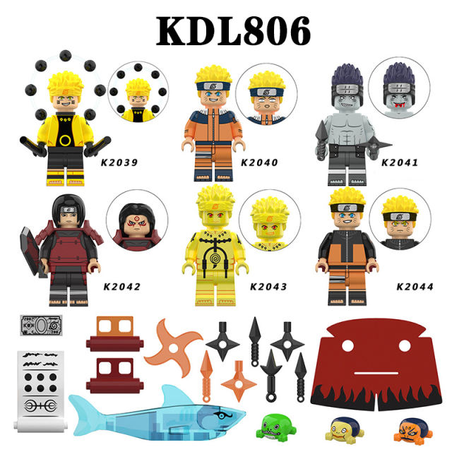 KDL806 NARUTO Anime Minifigures Building Blocks Uzumaki Naruto Hoshigaki Kisame Senju Hashirama Cartoon Action Mini Figures Assemble MOC DIY  Weapon Darts Bricks Educational Toys Gift for Children Boys Kids