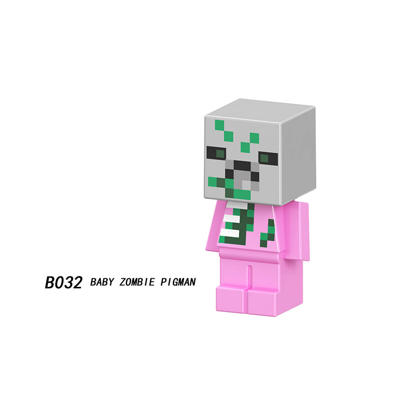 B025-032 Mini World Minecraft Minifigures Building Blocks Animal Farm Zoom Duck Bat Rabbit Baby Pig Zombie Zombified Piglin Action Mini Figures Assemble MOC DIY Bricks Educational Toys Gift for Children Boys Kids