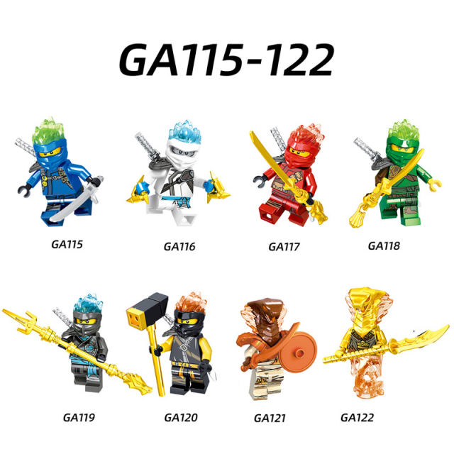 GA115-122 Enter the Ninjanomicon Masters of Spinjitzu Cartoon Game Minifigures Building Blocks Jay Zane Kal Lloyd Niya Cole Pyro snake  Action Mini Figures Assemble MOC DIY Weapon Game Bricks Educational Toys Gift for Children Boys Kids