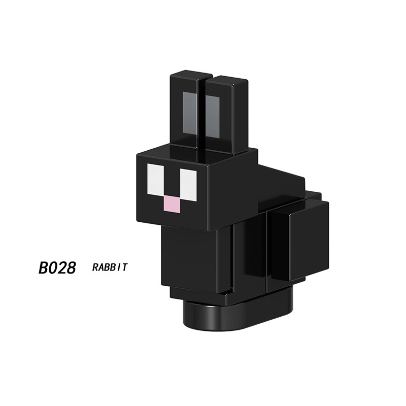 B025-032 Mini World Minecraft Minifigures Building Blocks Animal Farm Zoom Duck Bat Rabbit Baby Pig Zombie Zombified Piglin Action Mini Figures Assemble MOC DIY Bricks Educational Toys Gift for Children Boys Kids