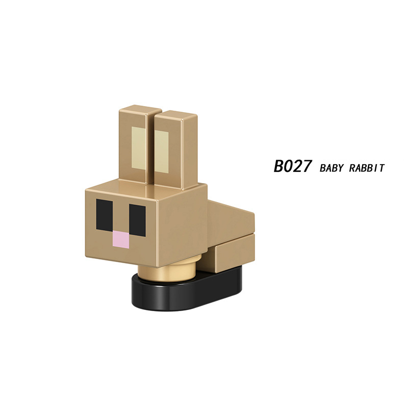 B025-032 Mini World Minecraft Minifigures Building Blocks Animal Farm Zoom Duck Bat Rabbit Baby Pig Zombie Zombified Piglin Action Mini Figures Assemble MOC DIY Bricks Educational Toys Gift for Children Boys Kids