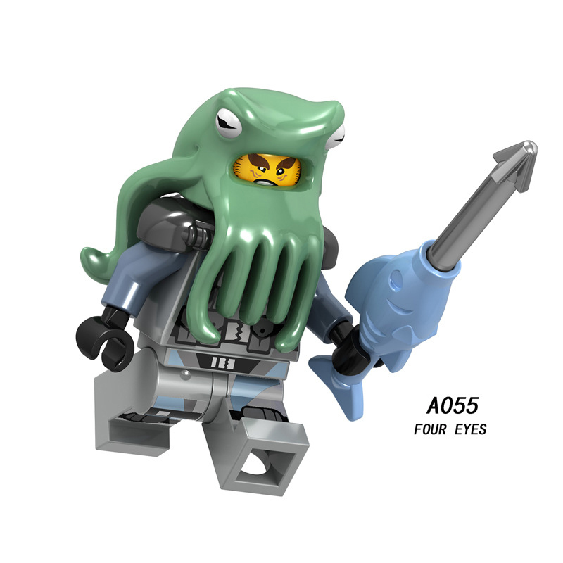 A049-056 Enter the Ninjanomicon Masters of Spinjitzu Cartoon Game Minifigures Building Blocks Slithraa Snike Chokun Snappa Lord Garmadon Master Wu Four Eyes Shark Army Jelly Action Mini Figures Assemble MOC DIY Weapon Sword Game Bricks Educational Toys