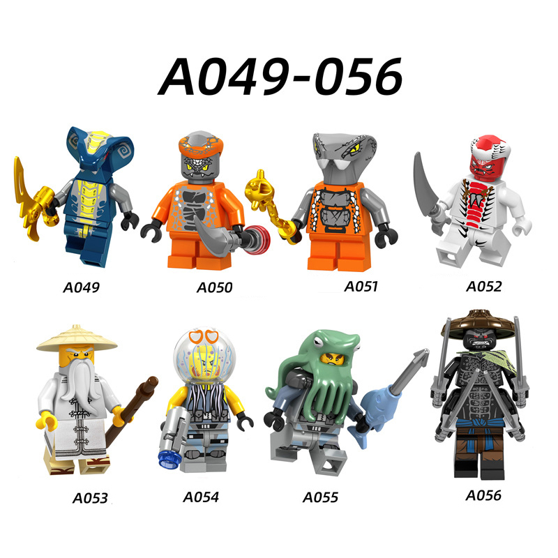 A049-056 Enter the Ninjanomicon Masters of Spinjitzu Cartoon Game Minifigures Building Blocks Slithraa Snike Chokun Snappa Lord Garmadon Master Wu Four Eyes Shark Army Jelly Action Mini Figures Assemble MOC DIY Weapon Sword Game Bricks Educational Toys