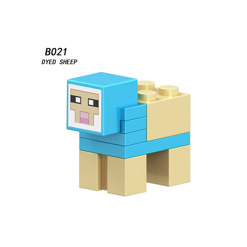 B017-024 Mini World Minecraft Animal Minifigures Building Blocks Dyed Sheep Pig Wolf Octopus Cows Wolf Polar Bear Action Mini Figures Assemble MOC DIY Game Bricks Educational Toys Gift for Children Boys Kids