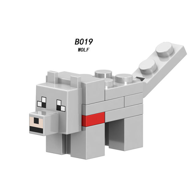 B017-024  Mini World Minecraft Animal Minifigures Building Blocks Dyed Sheep Pig Wolf Octopus Cows Wolf Polar Bear  Action Mini Figures Assemble MOC DIY Game Bricks Educational Toys Gift for Children Boys Kids