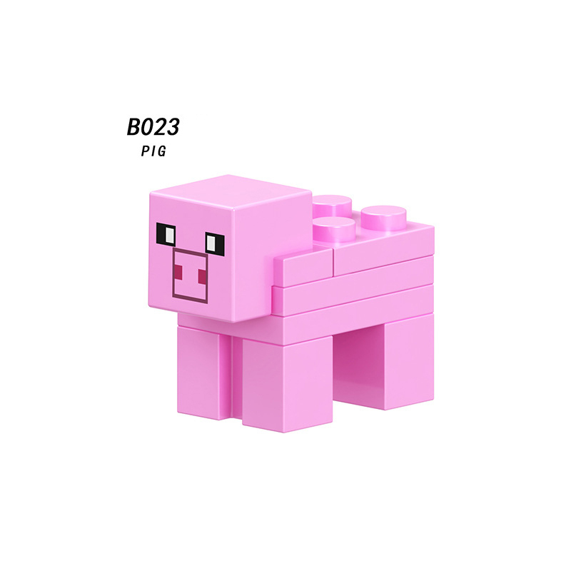B017-024 Mini World Minecraft Animal Minifigures Building Blocks Dyed Sheep Pig Wolf Octopus Cows Wolf Polar Bear Action Mini Figures Assemble MOC DIY Game Bricks Educational Toys Gift for Children Boys Kids
