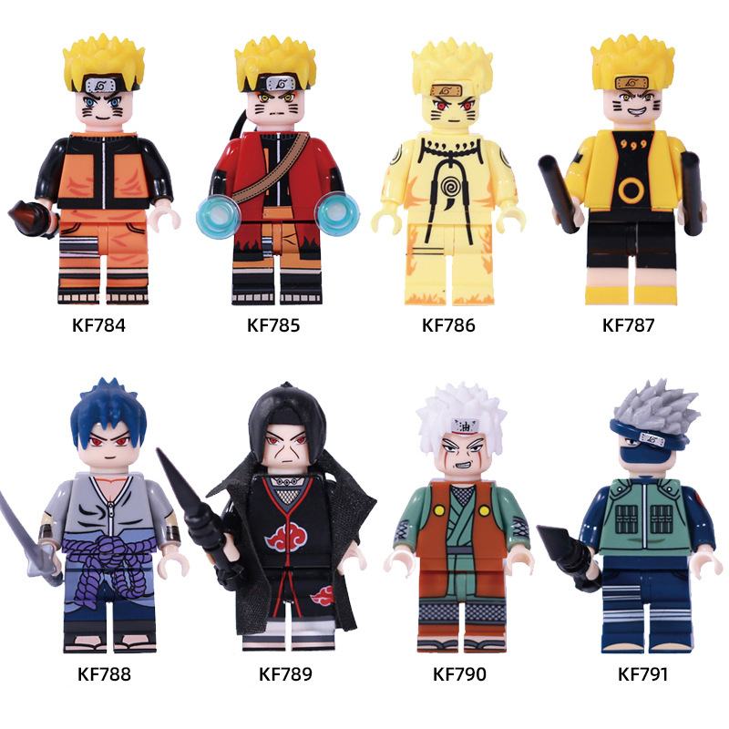 KF6078 NARUTO Anime Minifigures Building Blocks Uzumaki Naruto Uchiha Sasuke Uchiha Itachi Jiraiya Hatake Kakashi Action Mini Figures Assemble MOC DIY Weapon Bricks Educational Toys Gift for Children Boys Kids