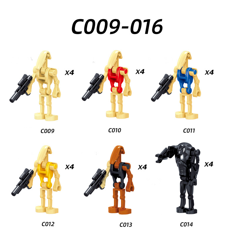 C009-014 Star Wars Minifigures Building Blocks Battle Droid Super Battle Droid Roger Action Mini Figures Assemble MOC DIY Weapon Game Bricks Educational Toys Gift for Children Boys