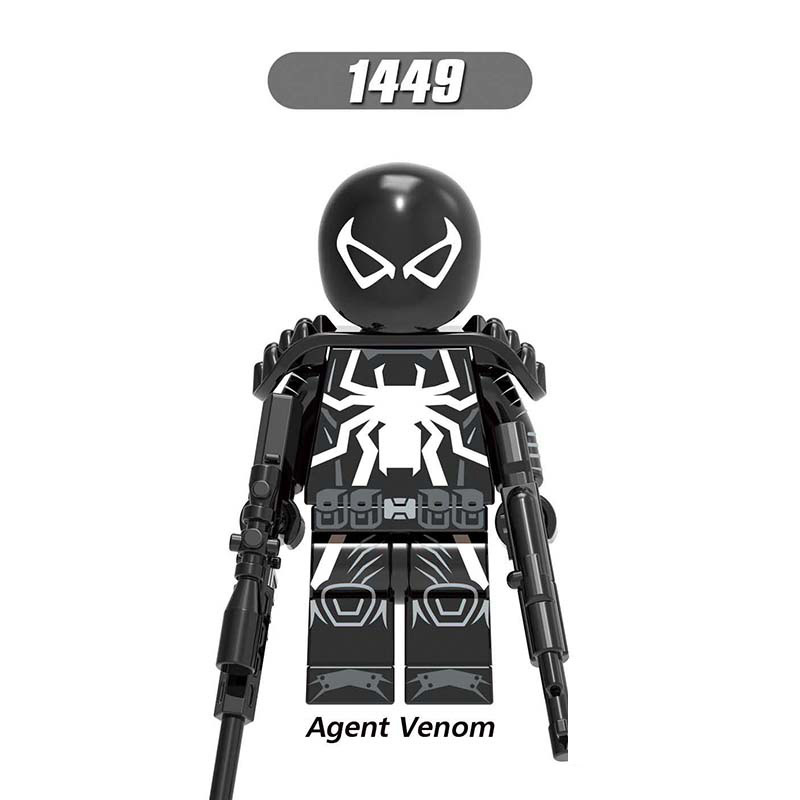 X0280 Super Heroes Marvel Avengers Spider-Man Series Agent Venom Minifigures Building Blocks Movies Stealth Suit Action Mini Figures Assemble DIY MOC Accessories Bricks Educational Toys Gift for Children