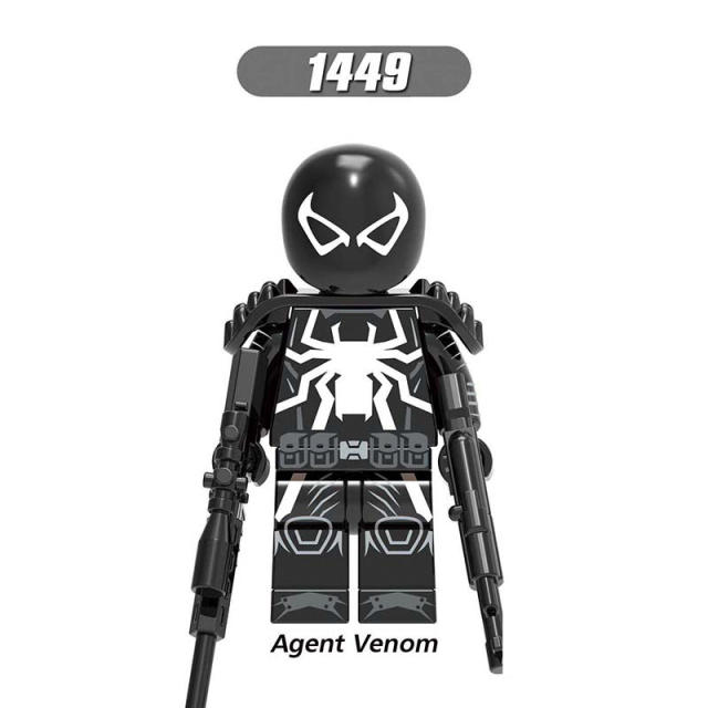 X0280 Super Heroes Marvel Avengers Spider-Man Series Agent Venom Minifigures Building Blocks Movies Stealth Suit  Action Mini Figures Assemble DIY MOC Accessories Bricks Educational Toys Gift for Children
