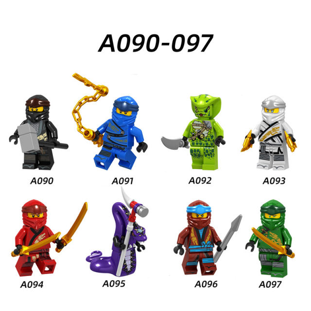 A090-097 Cole Jay Chokun Zane Chop'Rai Kai Lloyd Nya Cartoon Game Minifigures Building Blocks  Mini Action Figures Assemble MOC DIY Weapon Sword Game Bricks Educational Toys Gift for Children Boys Kids