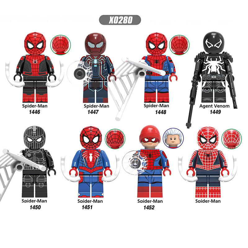 X0280 Super Heroes Marvel Avengers Spider-Man Series Agent Venom Minifigures Building Blocks Movies Stealth Suit Action Mini Figures Assemble DIY MOC Accessories Bricks Educational Toys Gift for Children