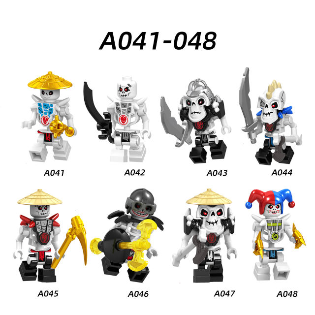 A041-048 Enter the Ninjanomicon Masters of Spinjitzu Cartoon Game Minifigures Building Blocks Bone Soldier Chopov Kruncha Nuckal  Action Mini Figures Assemble DIY Bricks Educational Toys Gift for Children