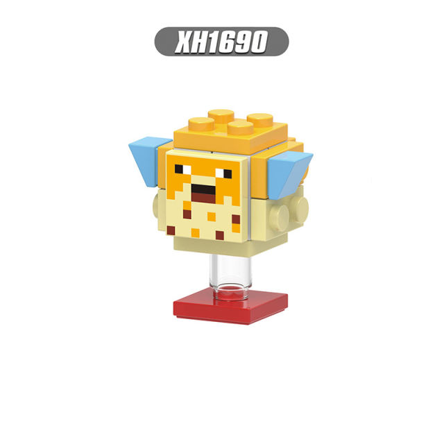 X0311 Mini World Minecraft Minifigures Building Blocks Hoglin Ender Dragon Puffer Fish Magma Cube Skeleton Horse Moobloom Sheep Alpaca Animal Action Mini Figures Assemble DIY Bricks Educational Toys Gift for Children