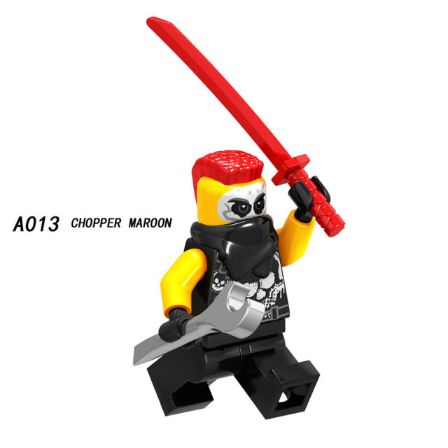 A009-016 Enter the Ninjanomicon Masters of Spinjitzu Cartoon Game Minifigures Building Blocks Snake Jaguar Luke Cunningham Ultra Violet Hutchins Chopper Maroon MR.E Misako Garmaoon  Action Mini Figures Assemble DIY Bricks Educational Toy