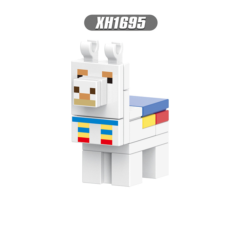 X0311 Mini World Minecraft Minifigures Building Blocks Hoglin Ender Dragon Puffer Fish Magma Cube Skeleton Horse Moobloom Sheep Alpaca Animal Action Mini Figures Assemble DIY Bricks Educational Toys Gift for Children