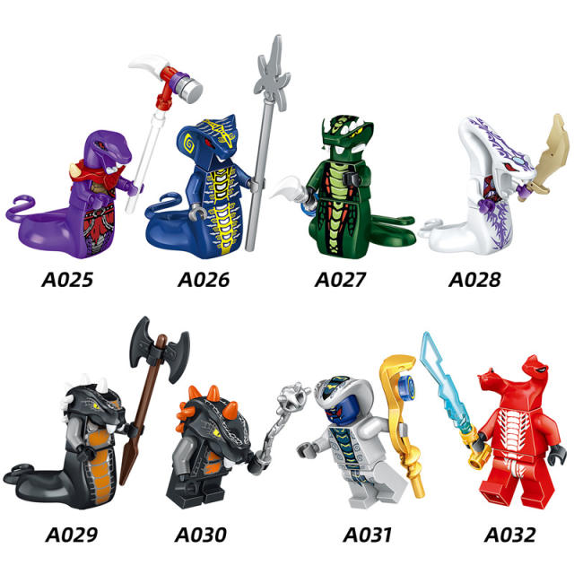 A025-032 Enter the Ninjanomicon Masters of Spinjitzu Cartoon Game Minifigures Building Blocks Chop'Rai  Snake Chokun  Action Mini Figures Assemble DIY Bricks Educational Toys Gift for Children