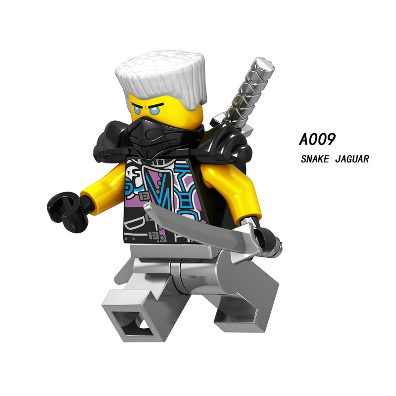 A009-016 Enter the Ninjanomicon Masters of Spinjitzu Cartoon Game Minifigures Building Blocks Snake Jaguar Luke Cunningham Ultra Violet Hutchins Chopper Maroon MR.E Misako Garmaoon Action Mini Figures Assemble DIY Bricks Educational Toy