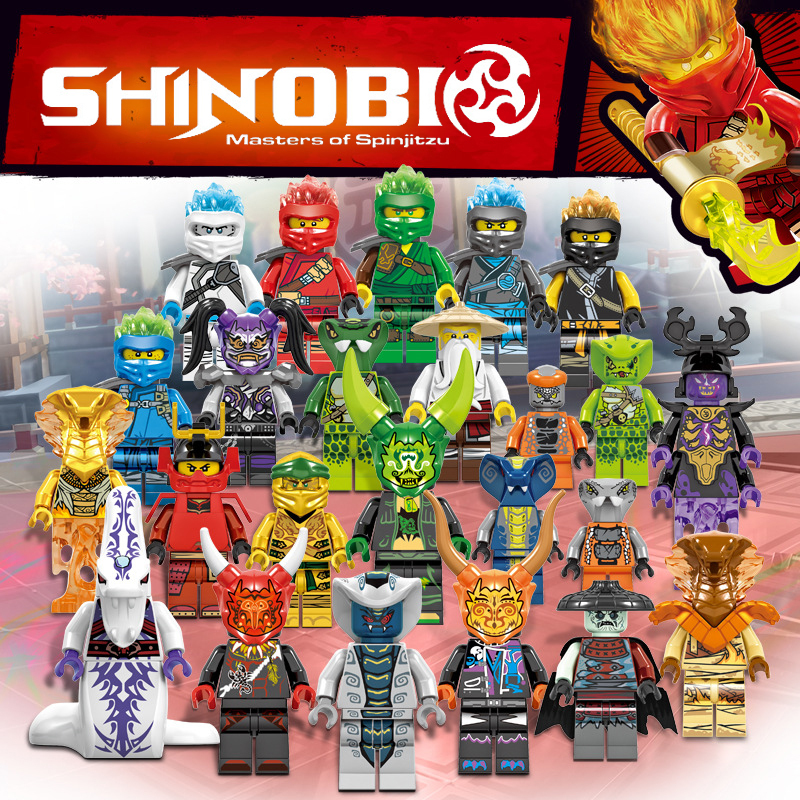 DG1001 Enter the Ninjanomicon Masters of Spinjitzu Cartoon Game Minifigures Building Blocks 24 pcs Kit Jay Zane Kal Lloyd Niya Cole Master Wu Action Mini Figures Assemble MOC DIY Weapon Sword Game Bricks Educational Toys Gift for Children Boys Kids