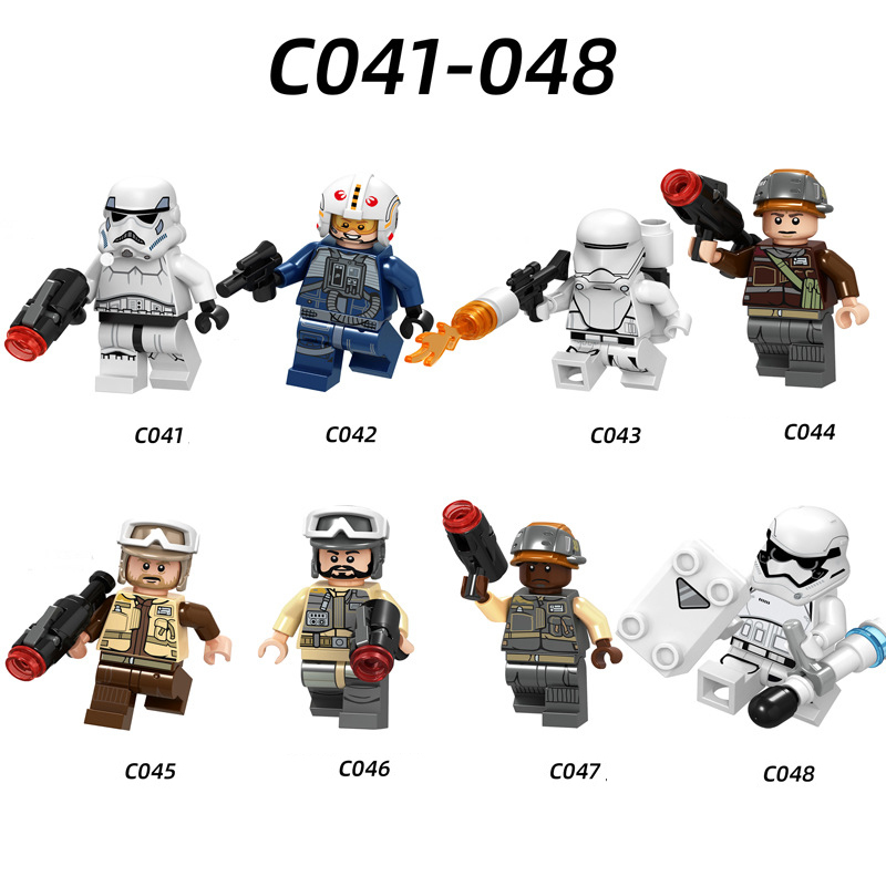 C041-048 Stormtrooper Rebel Pilot First Order Flametrooper Rebel Troopers Star Wars Minifigures Building Blocks Action Mini Figures Gun Weapon Assemble DIY Bricks Educational Toys Gift for Children