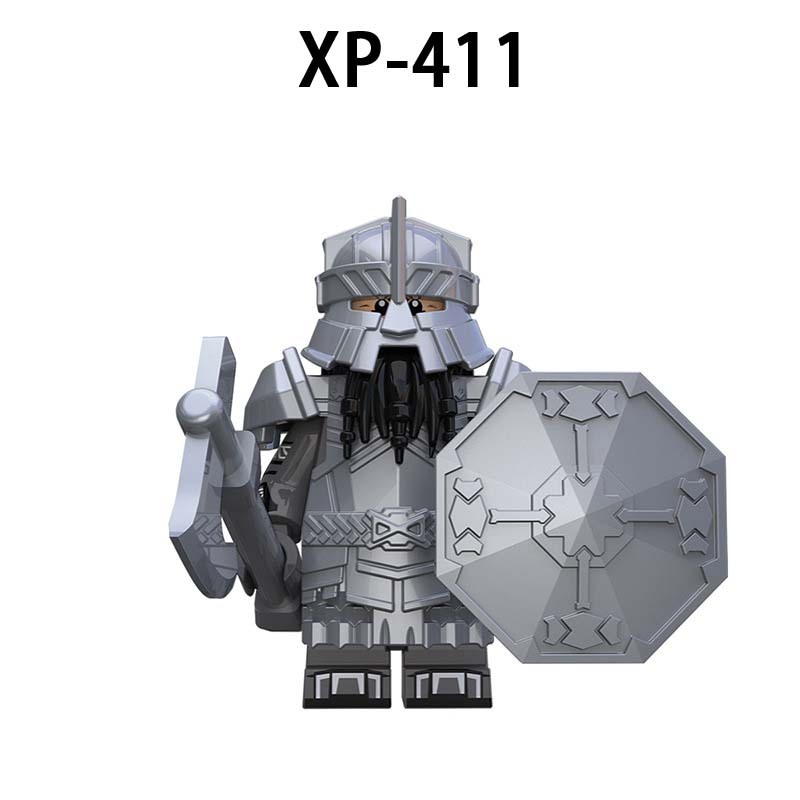 KT1054 The Lord of the Rings LOTR Minifigures Building Blocks Dwarf Warrior Ironfoot Durin's folk Medieval Knight Hobbit Military Armor Soldiers Action Mini Figures Weapons Shield Sword Bricks Toys Gift for Children Boys