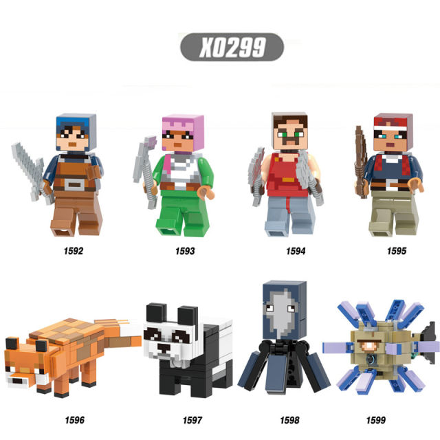 Minecraft Squid, Renard, Panda, Ancien Gardien, Mon bloc de construction,  Minifigure, Jouet pour enfants H
