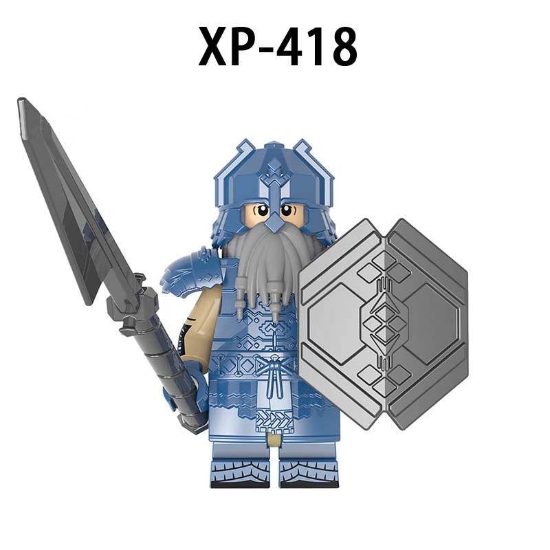 KT1054 The Lord of the Rings LOTR Minifigures Building Blocks Dwarf Warrior Ironfoot Durin's folk Medieval Knight Hobbit Military Armor Soldiers Action Mini Figures Weapons Shield Sword Bricks Toys Gift for Children Boys