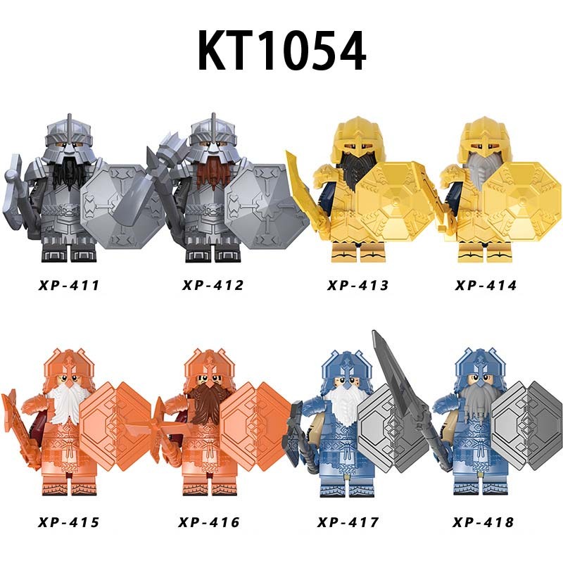 KT1054 The Lord of the Rings LOTR Minifigures Building Blocks Dwarf Warrior Ironfoot Durin's folk Medieval Knight Hobbit Military Armor Soldiers Action Mini Figures Weapons Shield Sword Bricks Toys Gift for Children Boys