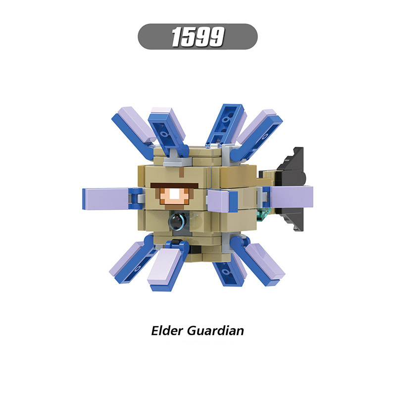X0299 Mini World Minecraft Minifigures Building Blocks Elder Guardian Panda Fox squid NPC Animal Action Mini Figures Assemble MOC DIY Bricks Educational Toys Gift for Children Boys Kids