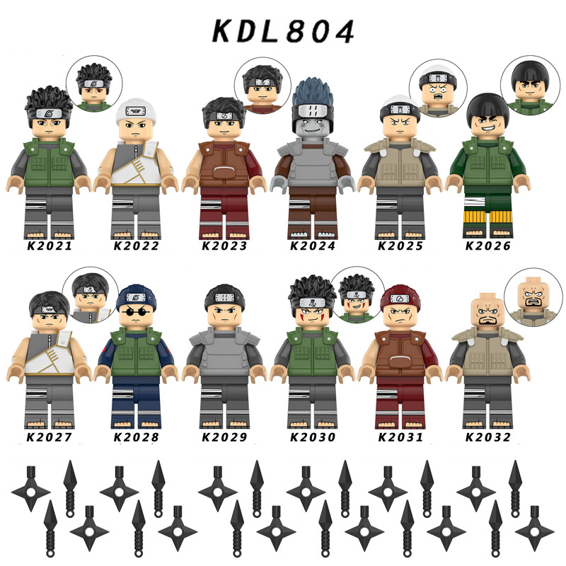 KDL804 NARUTO Anime Minifigures Building Blocks Ninja Shisui Inuzuka Kiba Might Guy エビス Cartoon Action Mini Figures Assemble MOC DIY Weapon Darts Bricks Educational Toys Gift for Children Boys Kids