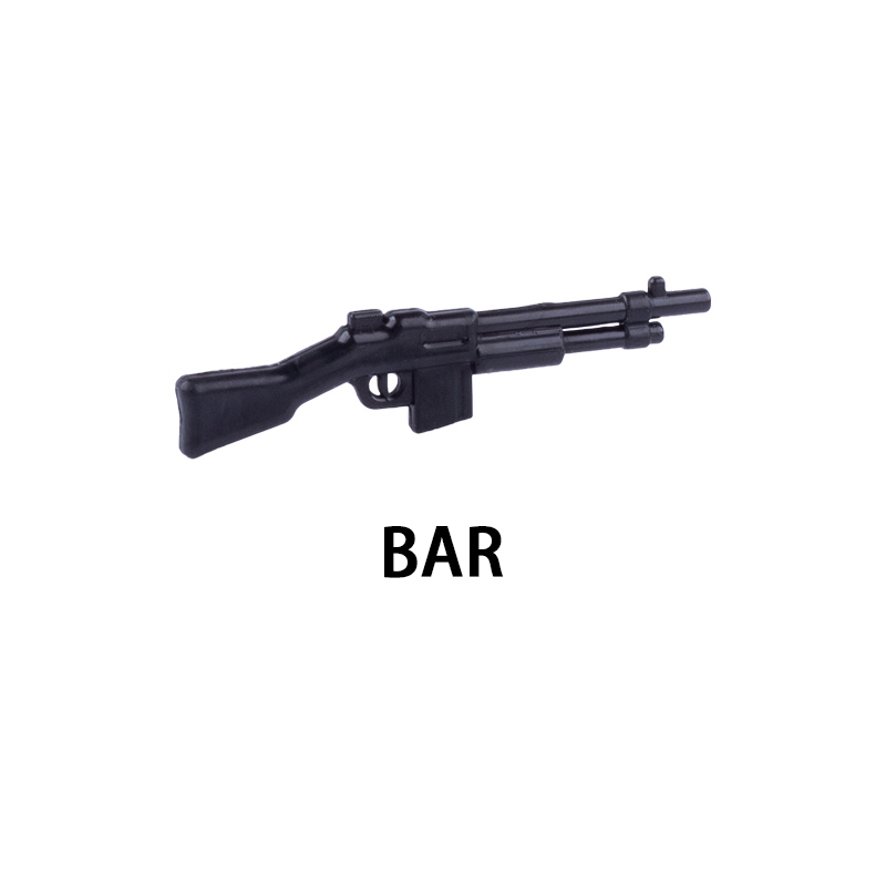 WW2 Military US BAR Browning Automatic Rifle Mini Gun Arms Weapon Building Blocks UK Soldiers Army Special Forces SWAT Police Action Minifigures Accessories Assemble Educational DIY MOC Bricks Toys Gift for Childeren Boys