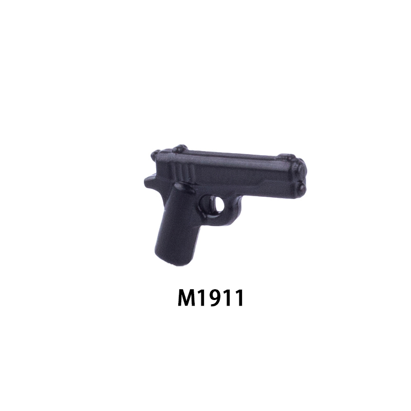 WW2 World War 1 US Military M1911 Pistol Mini Gun Arms Weapon Building Blocks UK Soldiers Army Special Forces SWAT Police Action Minifigures Accessories Assemble Educational DIY MOC Bricks Toys Gift for Childeren Boy