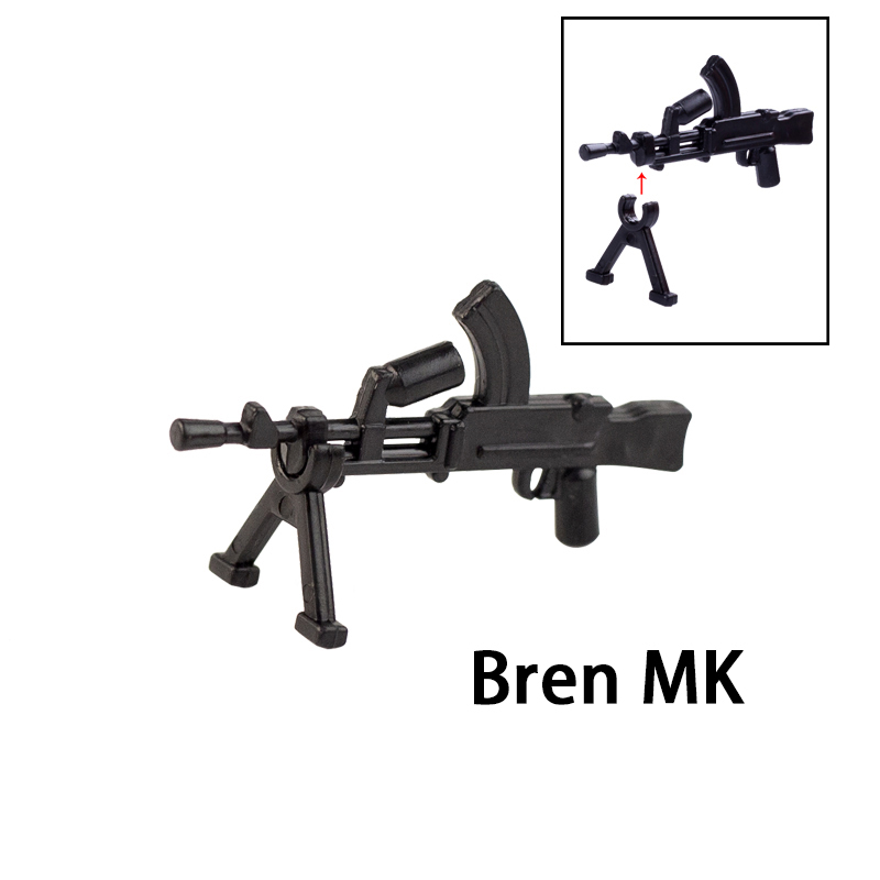 WW2 Military Bren MK Mini Light Machine Gun Arms Weapon Building Blocks UK Soldiers Army Special Forces SWAT Police Action Minifigures Accessories Assemble Educational DIY MOC Bricks Toys Gift for Childeren Boy