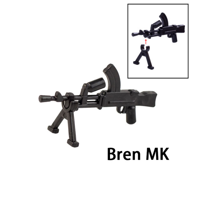 WW2 Military Bren MK Mini Light Machine Gun Arms Weapon Building Blocks UK Soldiers Army Special Forces  SWAT Police  Action Minifigures Accessories Assemble Educational DIY MOC Bricks Toys Gift for Childeren Boy