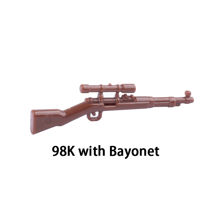 WW2 Military Mauser Kar 98k R ifle Mini Gun Arms Weapons Building Blocks Germany Soldiers Army Special Forces SWAT Police Action Minifigures Accessories Assemble Educational DIY MOC Bricks Toys Gift for Children Boys