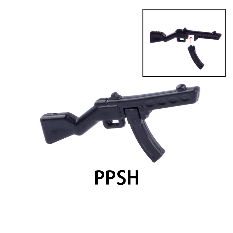 Modern Military PPSH Mini Gun Arms Weapons Building Blocks Soviet Union Soldiers Army Special Forces SWAT Police Action Minifigures Accessories Assemble Educational DIY MOC Bricks Toys Gift for Childeren Boys