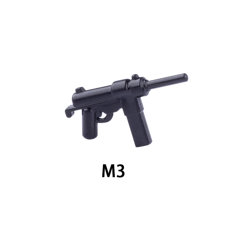 WW2 Military M3 Submachine Gun Mini Arms Weapon Building Blocks US Navy SEALS Soldiers Army Special Forces SWAT Police Action Minifigures Accessories Assemble Educational DIY MOC Bricks Toys Gift for Children Boys