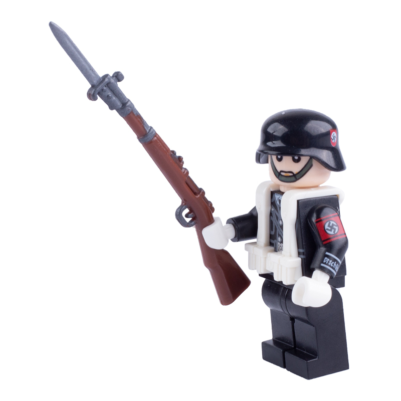 WW2 Military 98K with Bayonet Mini Gun Arms Weapon Building Blocks Germany UK Soldiers Army Special Forces SWAT Police Action Minifigures Accessories Assemble Educational DIY MOC Bricks Toys Gift for Childeren Boys