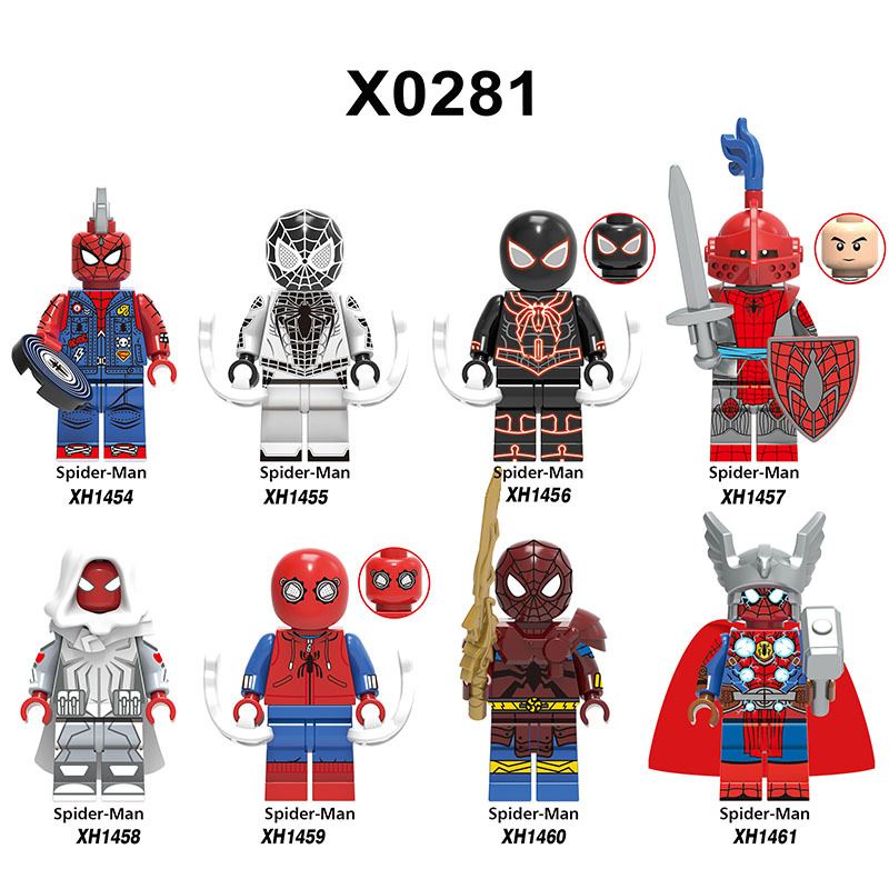 X0281 Super Heroes Marvel Avengers Spider-Man Series Agent Venom Minifigures Building Blocks Movies Stealth Suit Thor Spiderman Action Mini Figures Assemble MOC Bricks Toys Gift for Childre