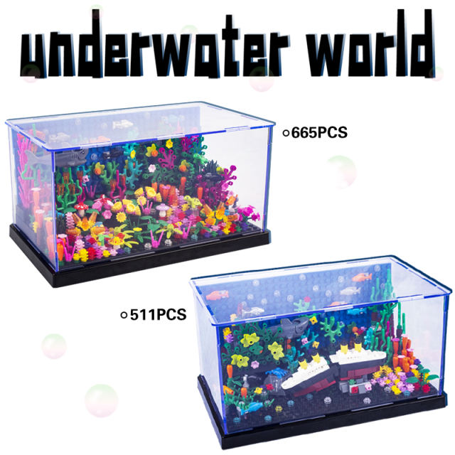 MOC Underwater World Building Blocks Animals Shark Titanic Marine Aquarium Minifigs Accessories Educational Toys For Children Gift