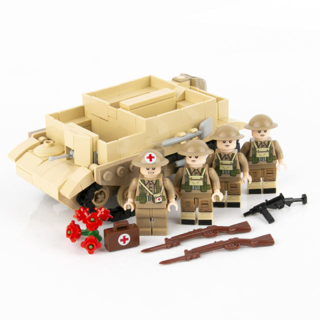 MOC WW2 British Bren Guns Carrier Building Blocks Military Army Soldiers Medic Minifigures Weapon Accessories Tank Bricks Toys