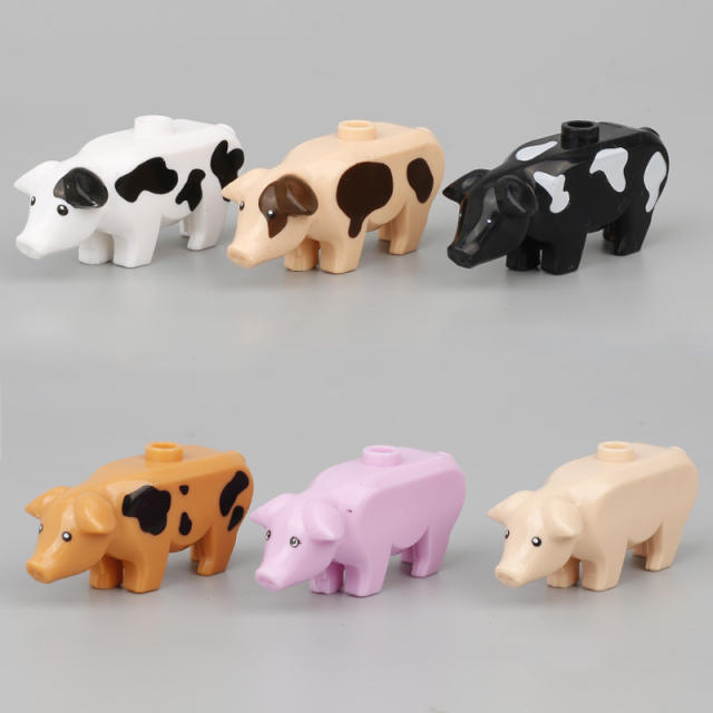 MOC City Animal Series Minifigures Pigs Building Blocks DIY Farm Zoo Accessories Bricks Modle Toys For Children Compatible 87621