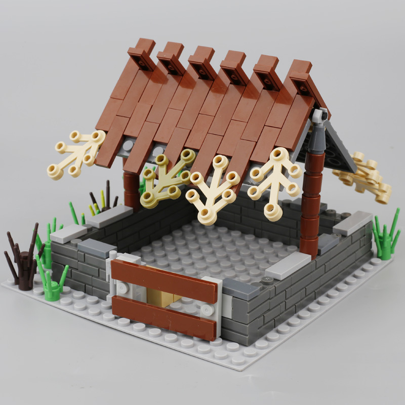 MOC City Farm Series Minifigures Pigsty Pig House Building Blocks Zoo Animals Figures Accessories DIY Scene Bricks Model Toys