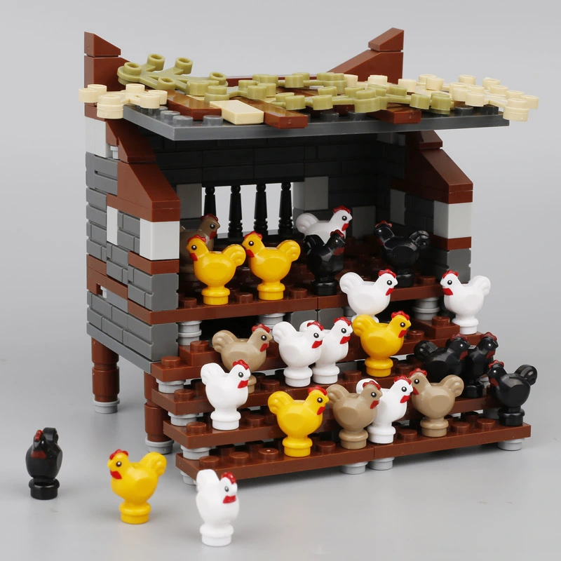 MOC City Farm Series Minifigures Chicken Coop House Building Blocks Zoo  Animals Figures Accessories DIY Scene Bricks Model Toys