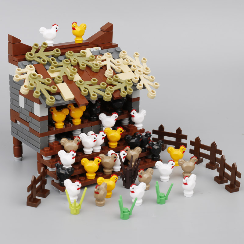 MOC City Farm Series Minifigures Chicken Coop House Building