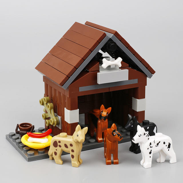 MOC City farm Series Minifigures kennel Dog House Building Blocks