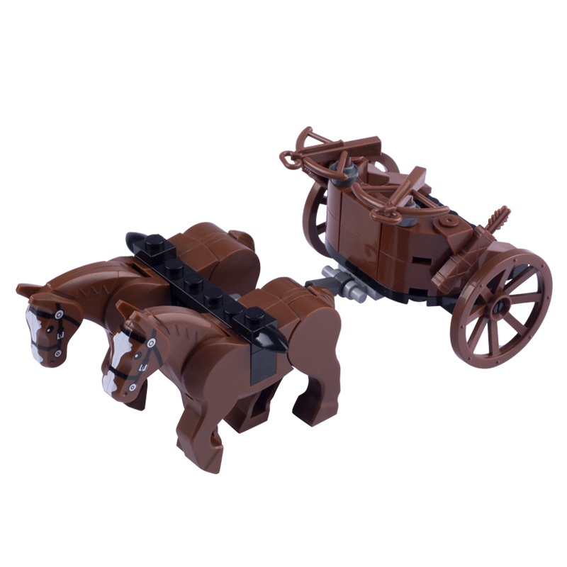 MOC Medieval City Farm Minifigures Carriage Chariot Building Blocks Animals Figures Accessories DIY Scene Bricks Model Toys