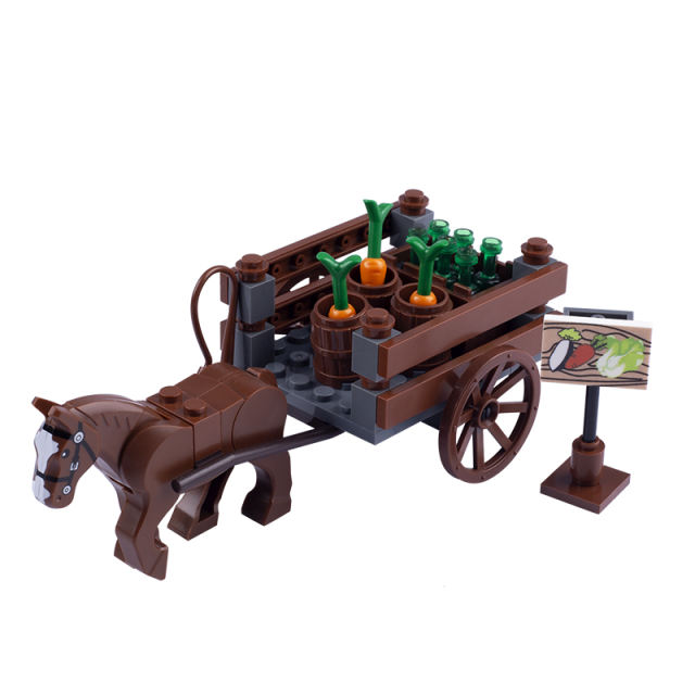 MOC Medieval City Farm Minifigures Carriage Chariot Building Blocks Animals Figures Accessories DIY Scene Bricks Model Toys