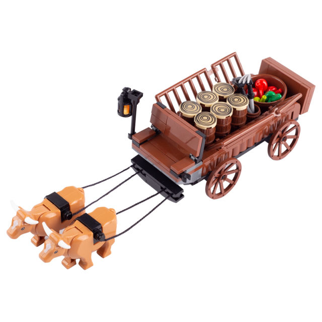 MOC Medieval City Farm Minifigures Ox Cart Carriage Building Blocks Animals Figures Accessories DIY Scene Bricks Model Toys