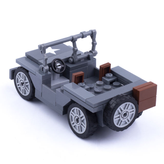 MOC WW2 US Soldier Minifigures Willys Jeep Vehicle Building Blocks Military Army Figures Car Weapon Parts Bricks Model Toys